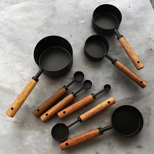 Black Stainless Steel Measuring Cups and Spoons